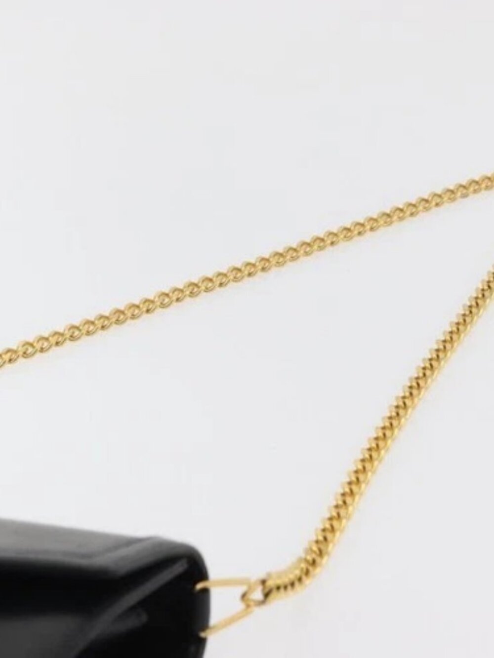 GUCCI Chain Shoulder Bag Leather Black Gold Auth 182515 - Picture 8 of 16